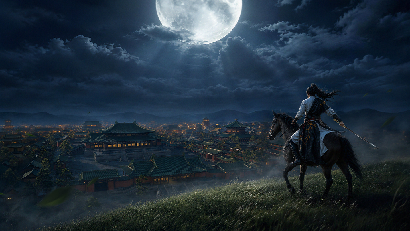 Where Winds Meet wide background key art set in ancient China